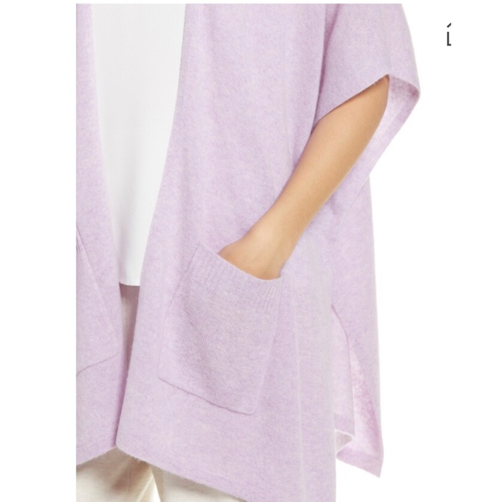 Nordstrom Recycled Cashmere Ruana Purple Petal Heather - Picture 3 of 4